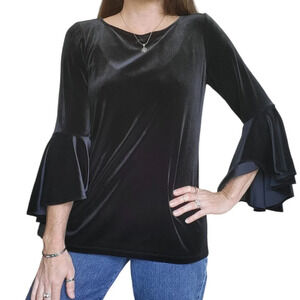 Sam and Jess Velvet Top Womens Small Black Flare Sleeve‎ Whimsigoth Goth Witchy